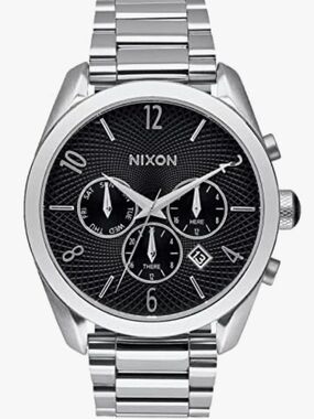 Nixon Bullet Silver Stainless Chronograph Watch with Black Dial